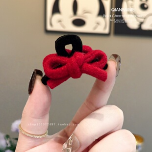 红色蝴蝶结小抓夹半扎发公主头发抓新年氛围感甜美百搭头饰发卡夹
