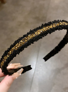 细发箍简约发卡水钻黑色头箍头饰压发气质百搭细款发卡森系头饰品