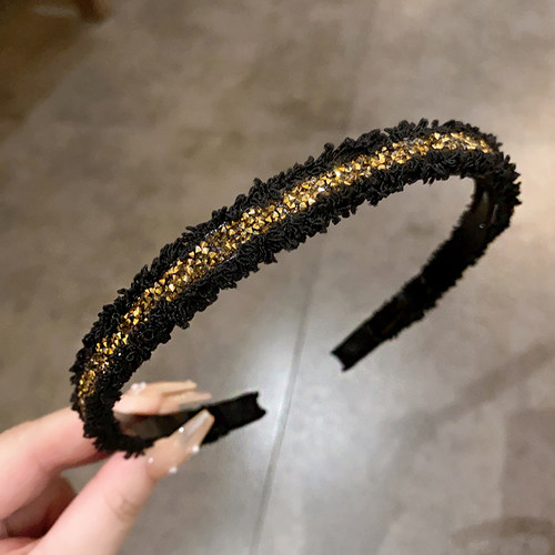 简约发卡水钻黑色头箍头饰