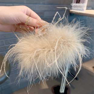 纯欲风羽毛抓夹女氛围感后脑勺发夹高级感盘发夹子鲨鱼夹女发夹