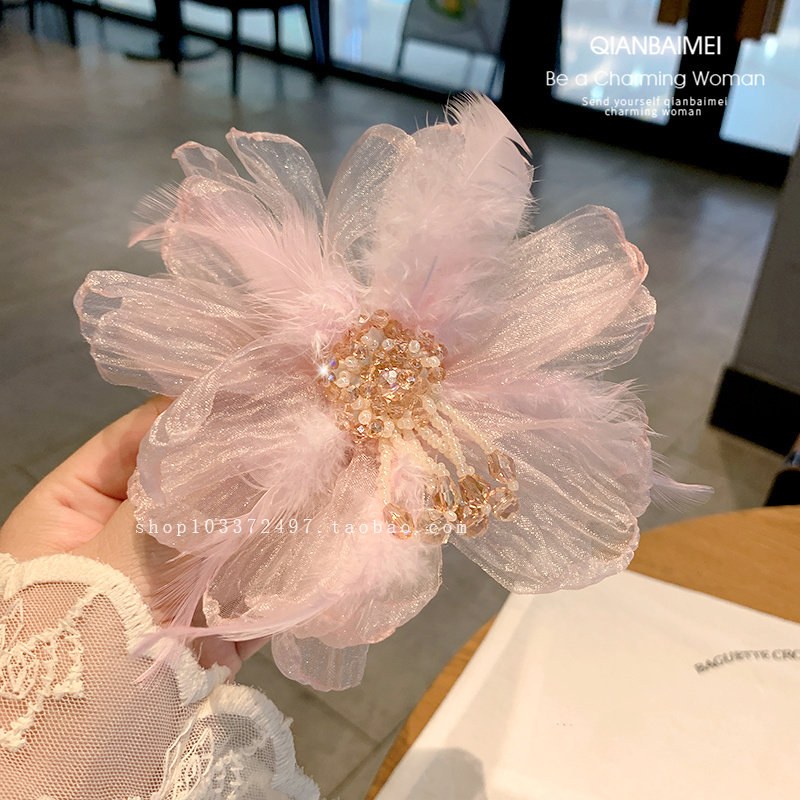 超仙欧根纱大号花朵发夹氛围感