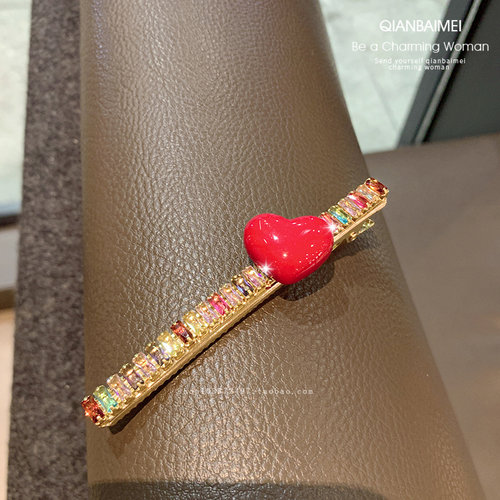 彩钻红色爱心发夹甜美可爱发抓