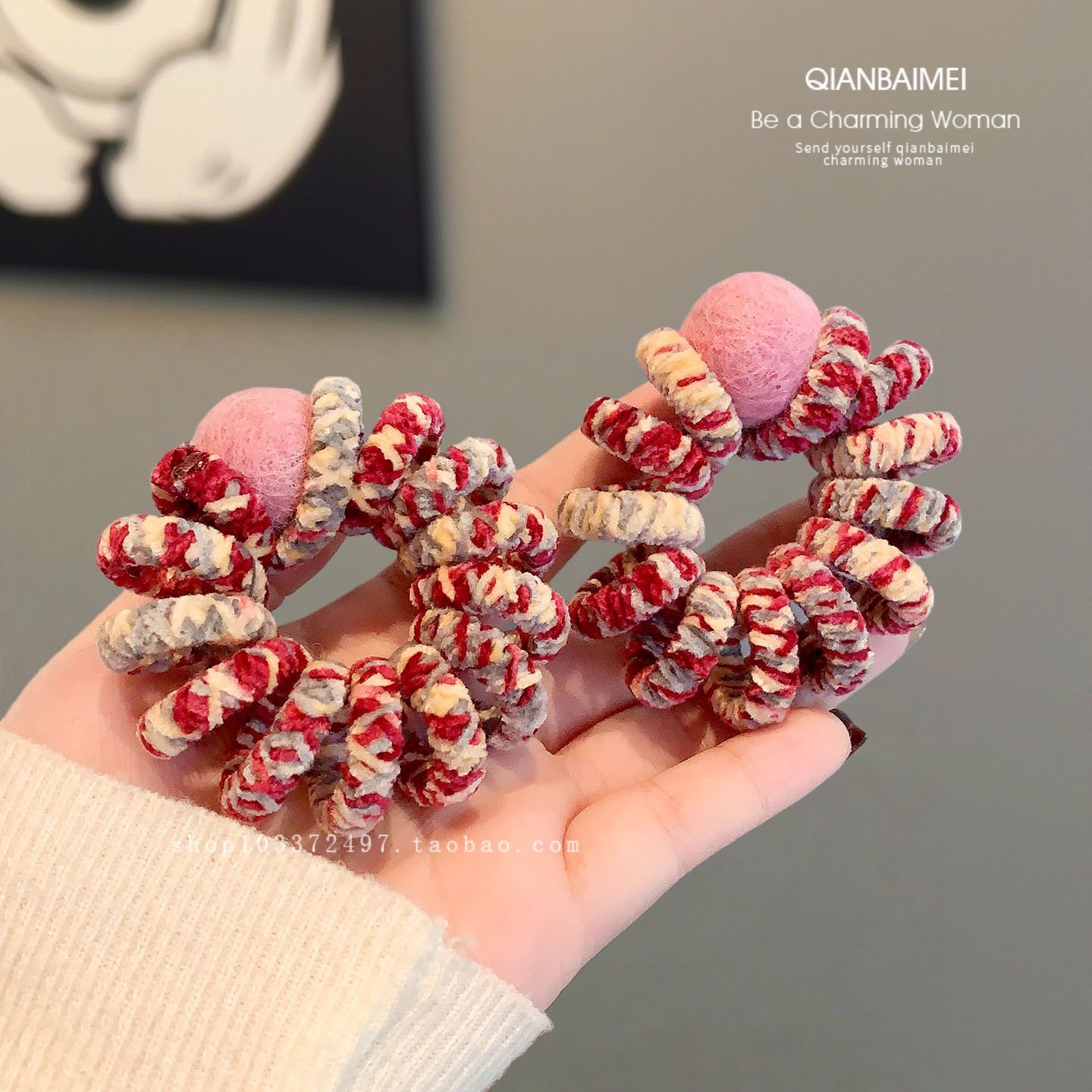 秋冬多巴胺电话线发圈毛毡球甜美扎发马尾皮筋发绳头圈弹力发饰女,饰品/流行首饰/时尚饰品新,发饰,淘宝优惠券,粉丝福利购,淘宝优惠卷