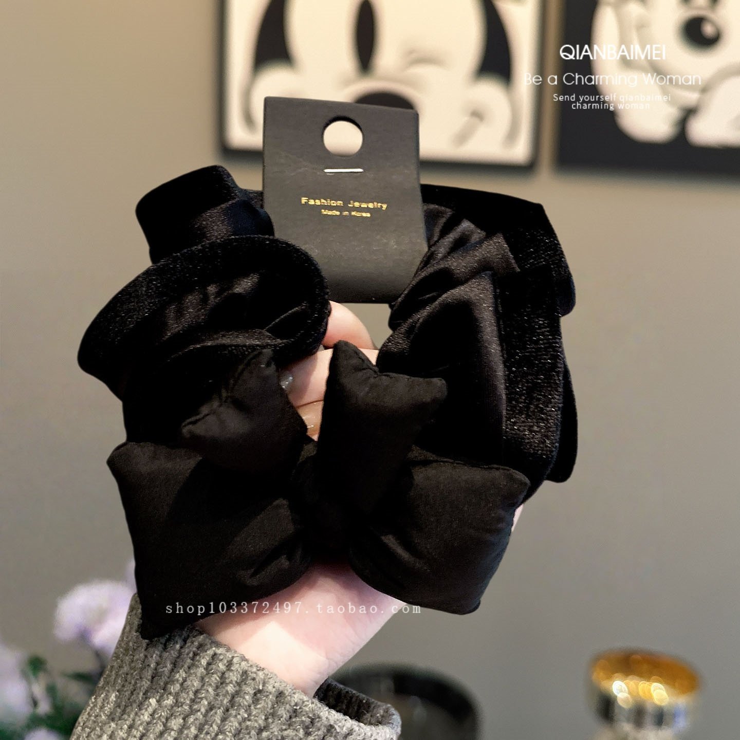 法式高级感黑色蝴蝶结丝绒发圈女款气质扎马尾大肠圈发绳皮筋头圈,饰品/流行首饰/时尚饰品新,发饰,淘宝优惠券,粉丝福利购,淘宝优惠卷