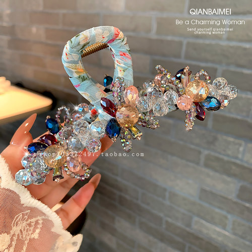 甜美重工彩色水晶抓夹大号发夹