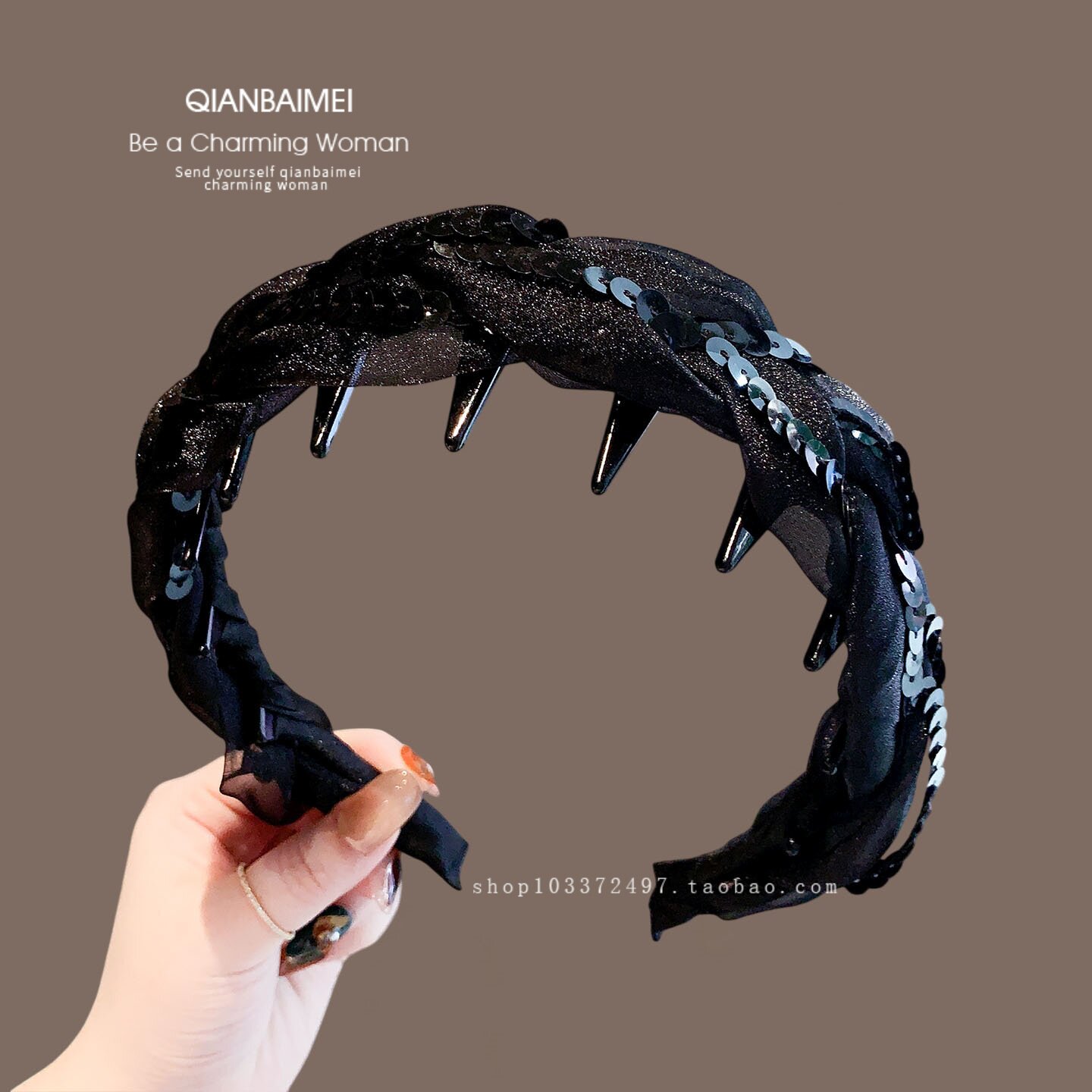 韩系高级感珠光网纱发箍女带齿防滑麻花辫头箍宽边头饰显脸小发卡