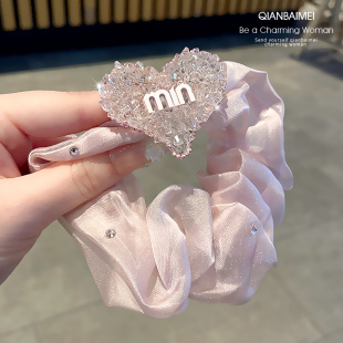 发绳皮筋 轻奢时尚 粉色爱心发圈女夏季 甜美后脑勺扎发头绳2024新款