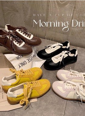 2025新款厚底休闲鞋内增高德训鞋百搭真皮阿甘板