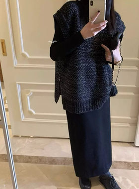 富尔大码定制女装肥妹妹mm通勤针织马甲外套秋冬宽松显瘦减龄上衣