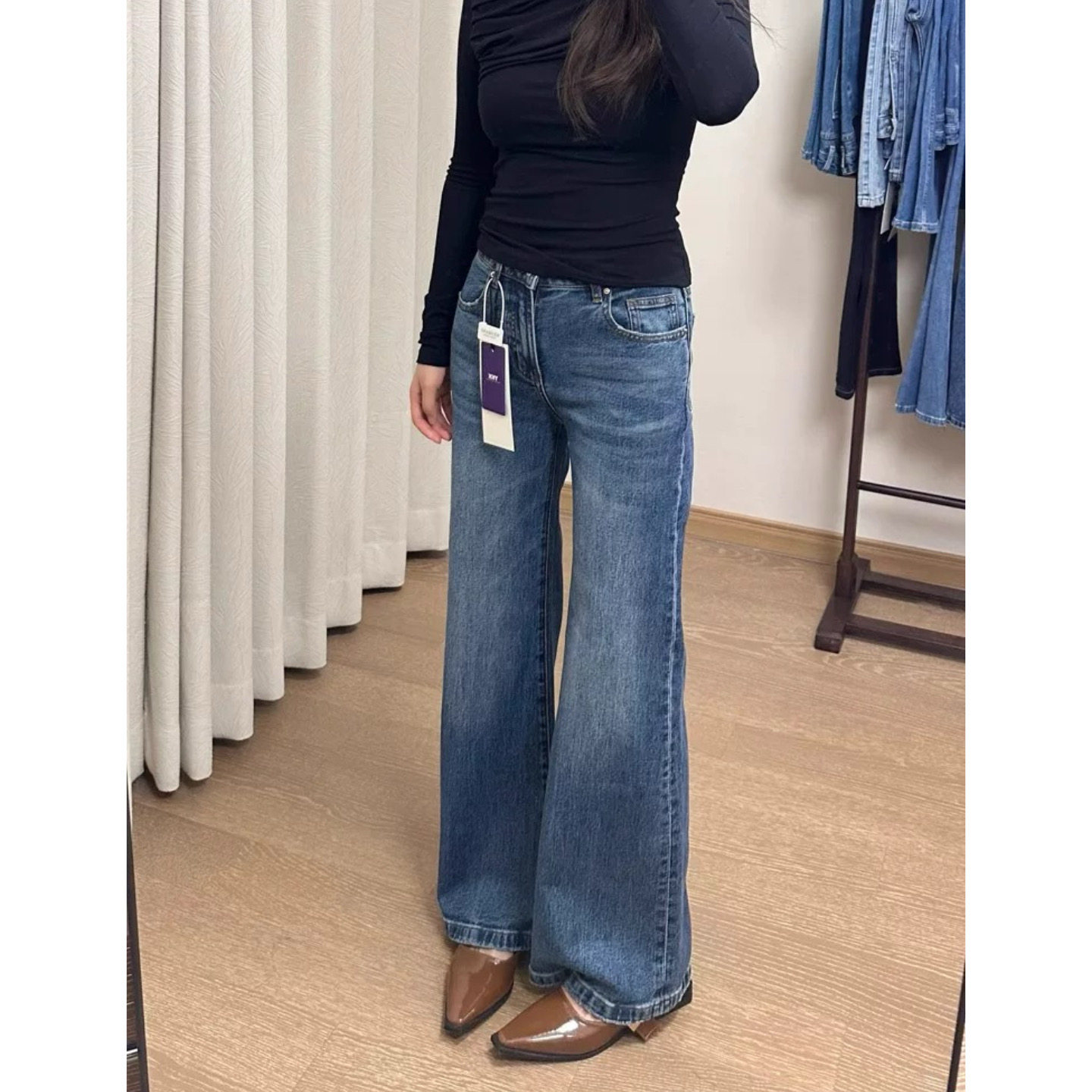 富尔大码定制女装肥妹妹mm复古水洗阔腿牛仔春夏高腰宽松显瘦长裤,女装/女士精品,大码裤装,淘宝优惠券,粉丝福利购,淘宝优惠卷