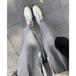 富尔大码定制女装肥妹妹加厚针织休闲直筒秋冬高腰宽松显瘦奶奶裤