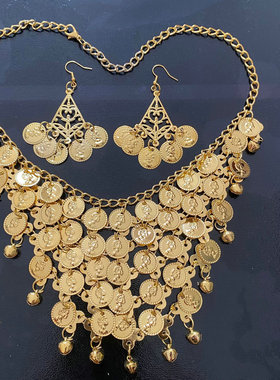 印度舞配饰金色银色项链耳环套装