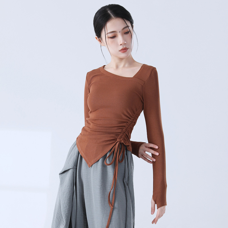 舞蹈练功服现代古典舞服修身套指抽绳显瘦设计感专业服装教师