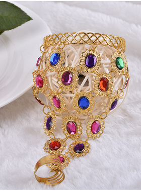 新款肚皮舞彩钻手镯戒指