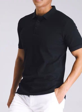 POLO/男短袖翻领舒适纯棉白色修身同款简约保罗衫体t恤上衣服休闲