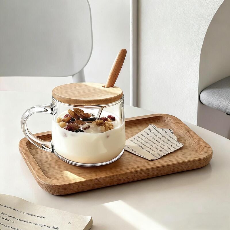 ins玻璃杯卡通刻度吸管杯有盖牛奶杯透明早餐杯可爱杯子宿舍礼物