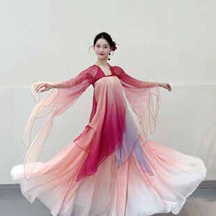 双面燕洵新款 古典舞蹈表演服女飘逸身韵纱衣练功渐变中国舞