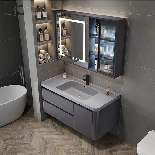 陈航飞微晶石一体盆浴室柜组合