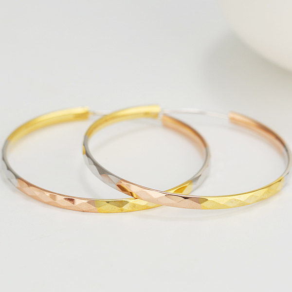 "s925银彩银耳环 日韩时尚镀金彩银耳圈女款彩金耳坠耳饰品"