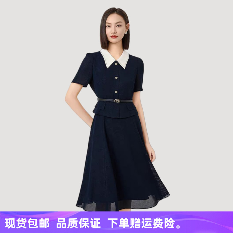 商场同款25早秋新品时尚气质修身显瘦连衣裙NF10206Q8【配腰带】