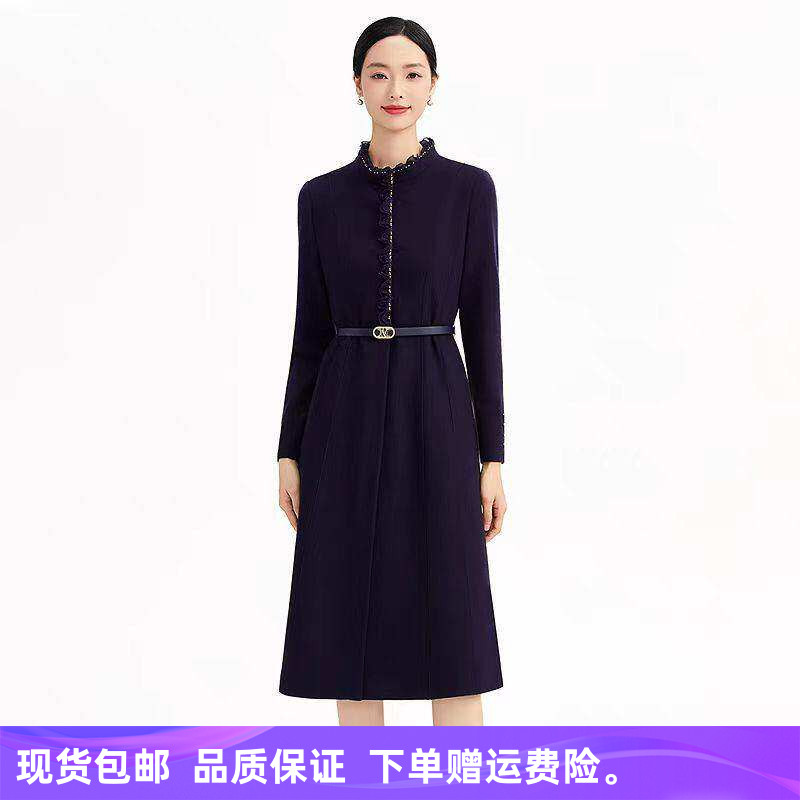 【绵羊毛】娜家商场同款25秋冬新品时尚简约气质修身显瘦连衣裙子