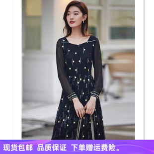 特价 显瘦蕾丝绣花中长款 娜家商场同款 气质修身 连衣裙子 秋季