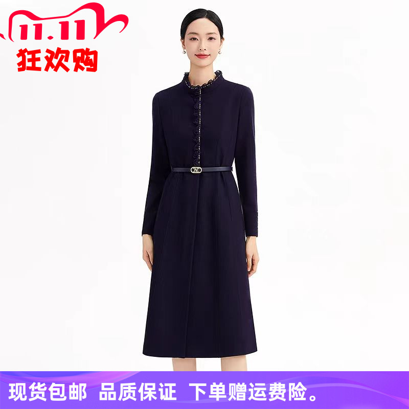 【绵羊毛】娜家商场同款25秋冬新品时尚简约气质修身显瘦连衣裙子