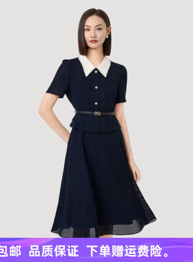 商场同款25早秋新品时尚气质修身显瘦连衣裙NF10206Q8【配腰带】