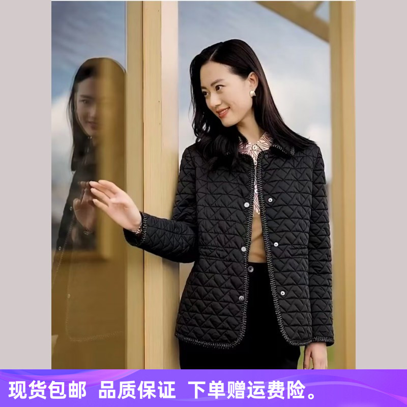 【小香风】娜家商场同款优雅简约黑色轻薄修身显瘦气质棉衣外套