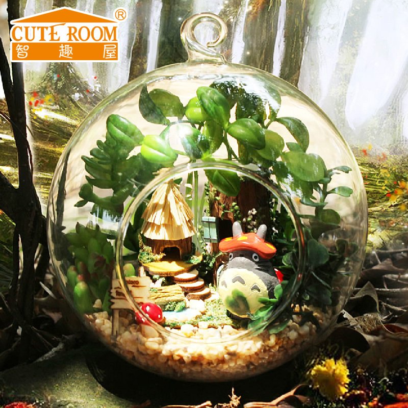 diy小屋玻璃球手工拼装模型房子龙猫玩具小房子创意生日礼物女生