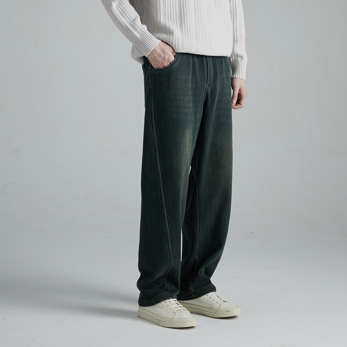 某巴某黎潮牌弯刀阔腿宽松直筒牛仔裤男！加绒加厚御寒裤子男冬季,男装,牛仔裤,淘宝优惠券,粉丝福利购,淘宝优惠卷