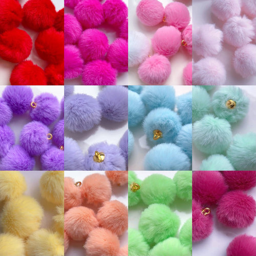 带毛2厘米仿兔毛球吊坠红色挂球挂饰 手工diy发饰材料饰品配件