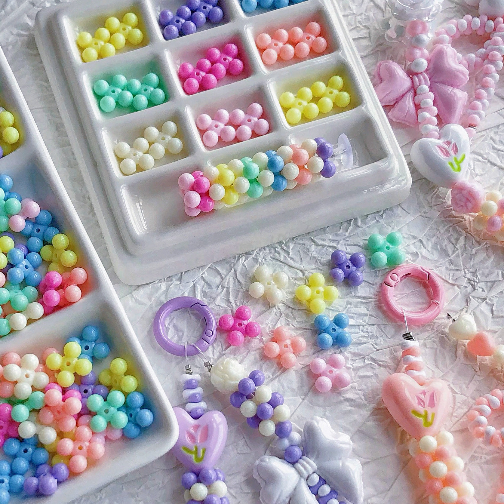 四球珠叠叠乐实色珠diy手工串珠散珠子亚克力材料配件穿珠异形状,饰品/流行首饰/时尚饰品新,其他DIY饰品配件,淘宝优惠券,粉丝福利购,淘宝优惠卷