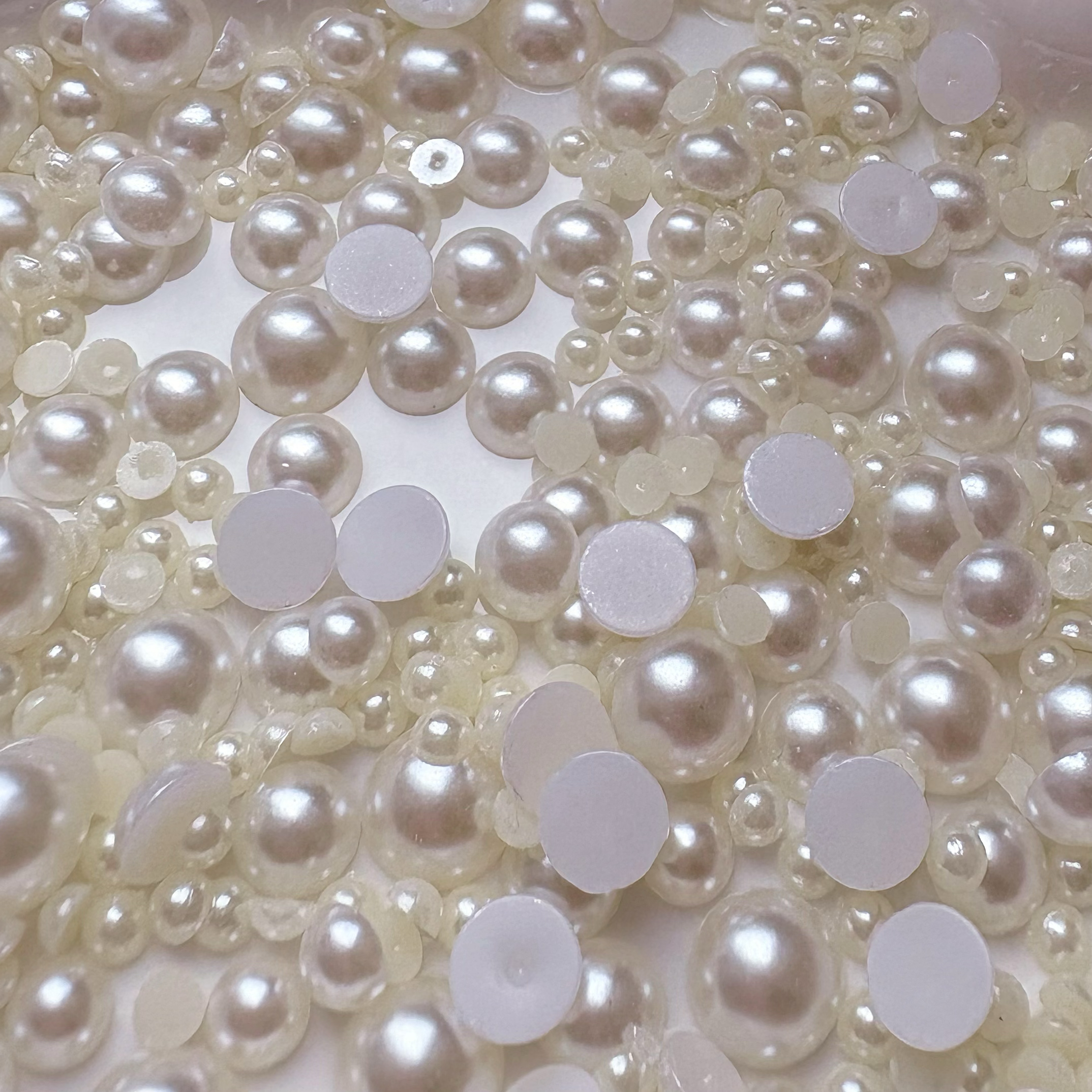 0.4 0.6 0.8 1.0厘米半面珠发饰配件diy半面仿珍珠半圆平底贴片珠