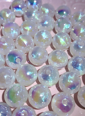 UV白色亮银河系列炫彩珠光直孔散珠卡16手工D l Y 饰品车挂配件