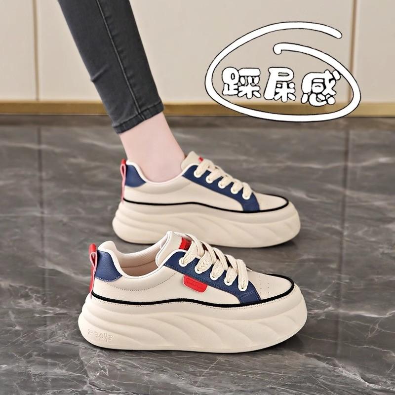 真皮清仓踩屎感增高女鞋2025春季新款厚底运动鞋配裙子休闲板鞋