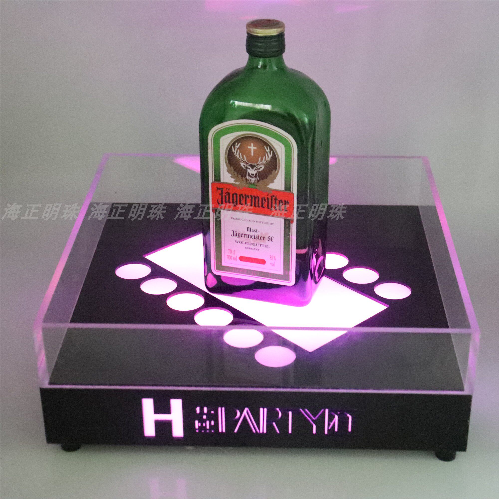 发光酒座led充电方形带护栏洋酒酒架酒吧KTV红酒酒托七彩酒具 定