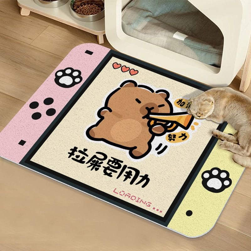 宠物猫砂垫防外溅猫砂盆垫子卡通水豚丝圈创意游戏机狗狗宠物地垫