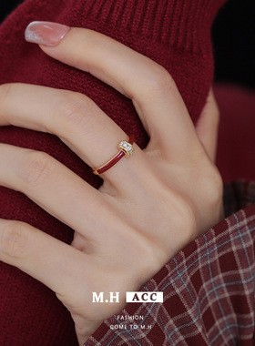 新款个性小众新年安可拉红色滴油