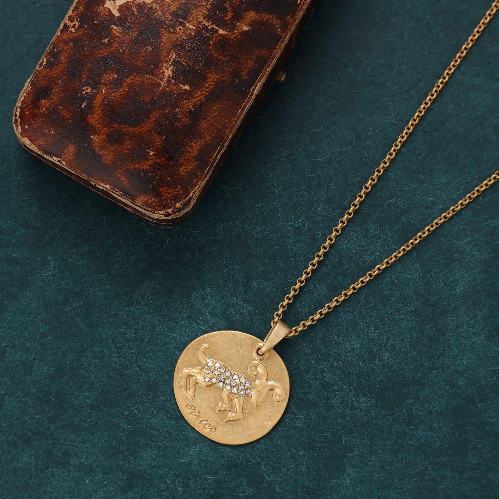 新款个性小众时尚百搭简约通勤项链女镶钻十二星座金币系列项饰文