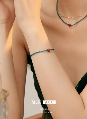 新款个性小众水晶红玛瑙串珠手链