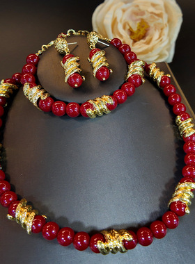 新款个性小众复古立体红色绿色琉