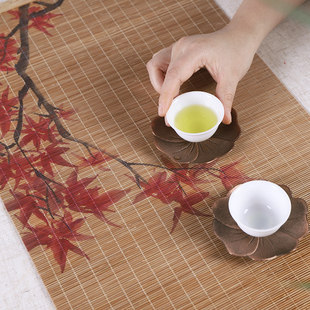 竹韵国风印花茶席茶垫功夫茶具配件茶席茶盘竹茶席餐垫链接差价