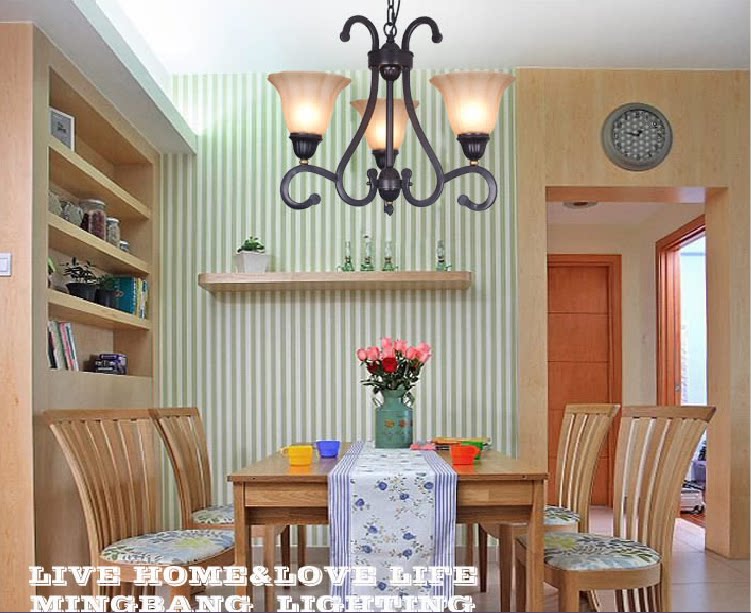美式乡村，欧式百搭风格，餐厅，卧室，书房，进门3头吸吊灯