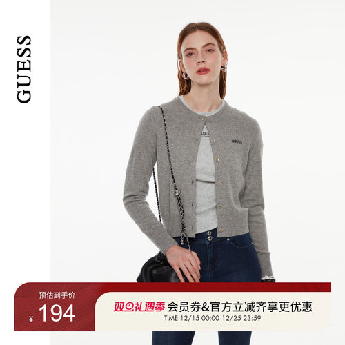 GUESS女士修身百搭针织羊毛羊绒外套-W4PR1RZ0W90