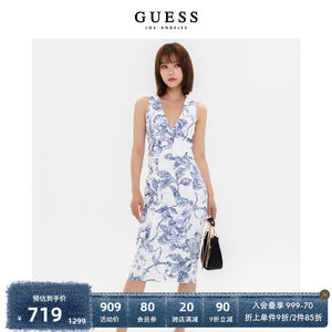 Guess新夏女气质印花包臀连衣裙