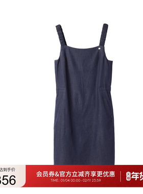 GUESS女士系带背后镂空气质吊带牛仔连衣裙-OP2D5970