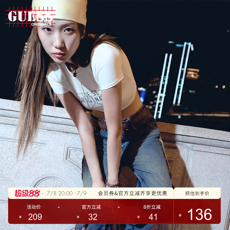 GUESSOriginals   女士logo款短袖T恤-W4YP23KA0Q1