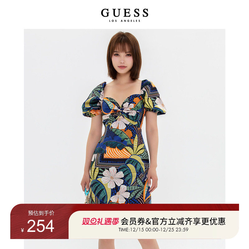 Guess新夏女性感低V领短款连衣裙