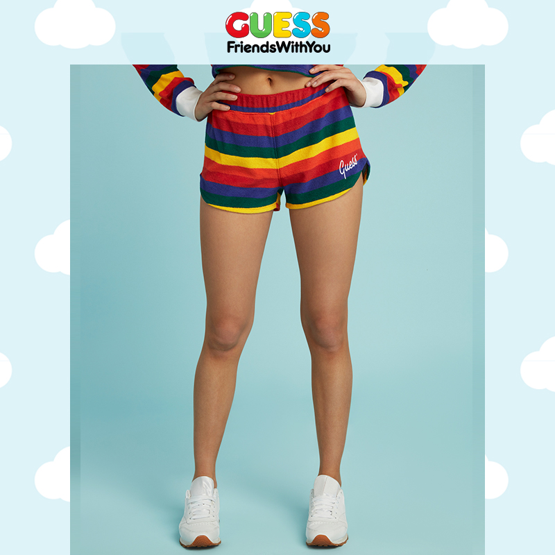 guess新款条纹运动短裤